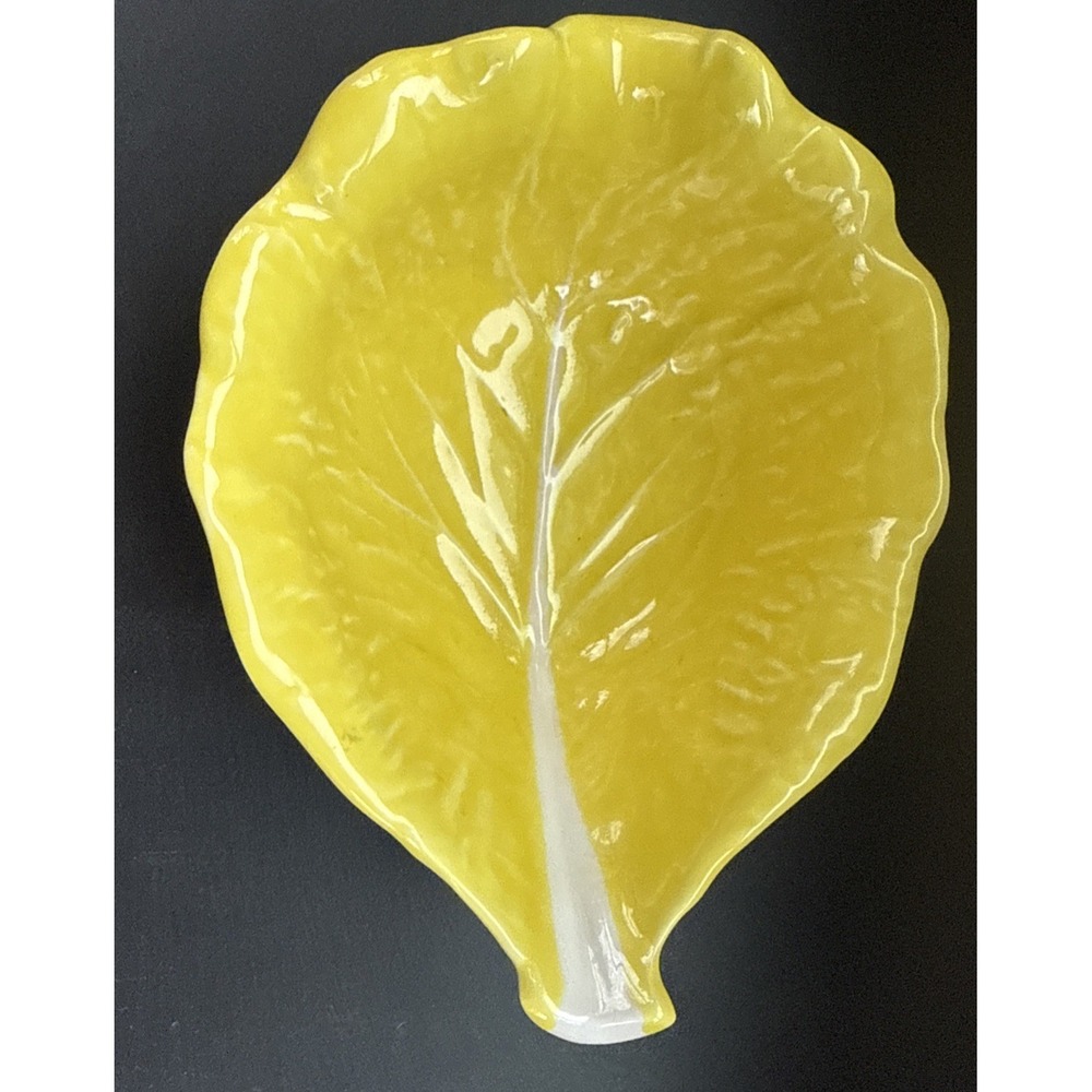 Cottagecore SECLA Yellow CabbageLeaf Ceramic Bowl Portugal 1950's/60'grannycore